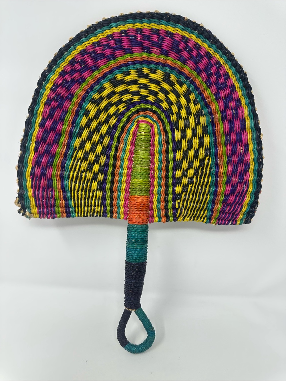 Authentic African Handwoven Grass Straw Bolga Fan Hand Boho Wall Decor NEW